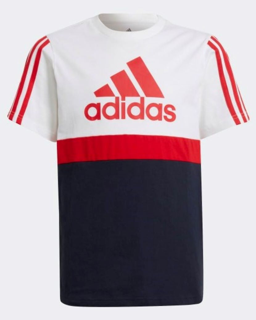 White/Legend Ink/Vivid – Colourblock Bega Red Adidas Tee Kids SportsPower Merimbula