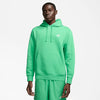 Nike Mens Club Brushed Back Fleece Hoodie Spring Green/White