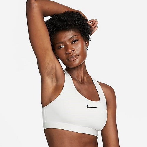 Nike Womens Swoosh Medium Support Bra White/Stone Mauve/Black