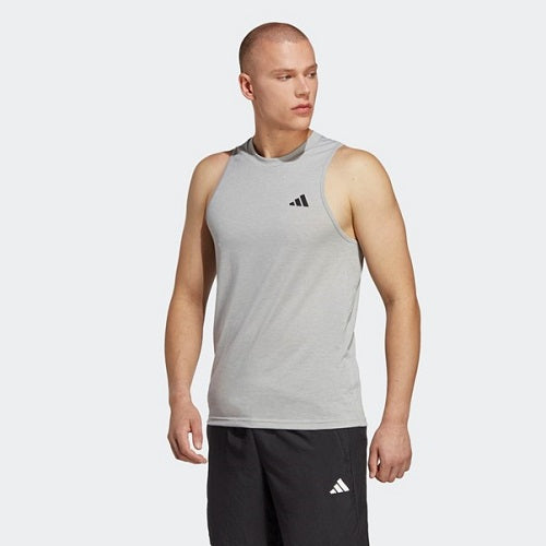 Adidas Mens Train Essentials Feel Ready Tank Medium Grey Heather/White/Black