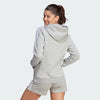 Adidas Womens 3 Stripes Fleece Full Zip Hooded Jacket Medium Grey Heather/White