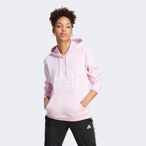 Adidas Womens Big Logo Fleece Hoodie Clear Pink/White