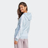 Adidas Womens 3 Stripes Fleece Hooded Jacket Wonder Blue
