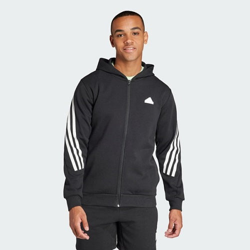 Adidas Mens Future Icons 3 Stripes FZ Hooded Jacket Black