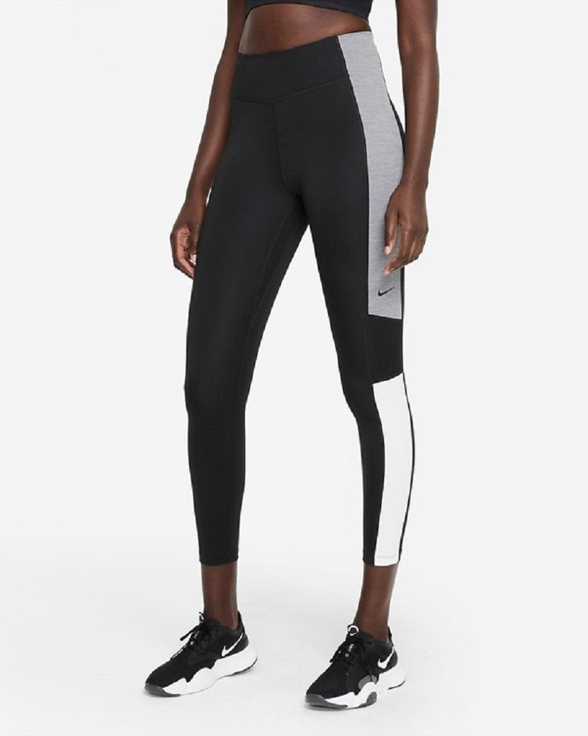 Nike Womens One Dri-FIT Midrise Colourblock 7/8 Tight Black/White