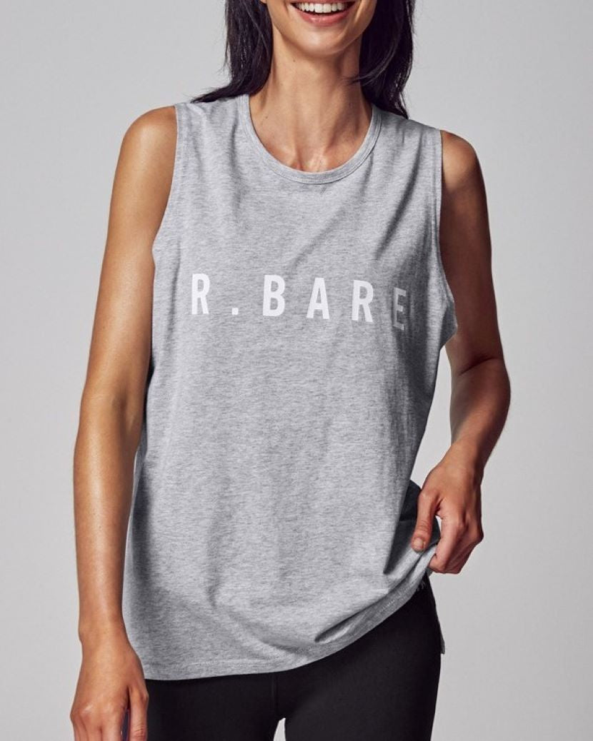 Running Bare Womens Easy Rider Muscle Tank Silver Marle