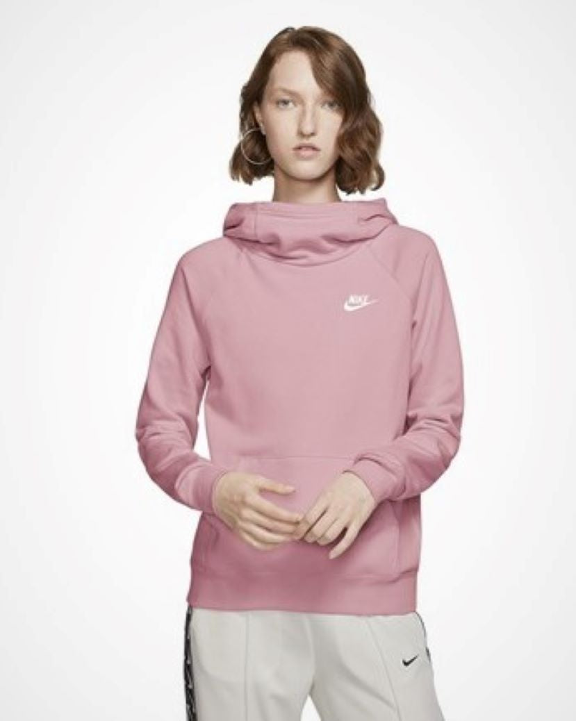 Nike Womens Funnel Pullover Hoodie Pink Glaze/White