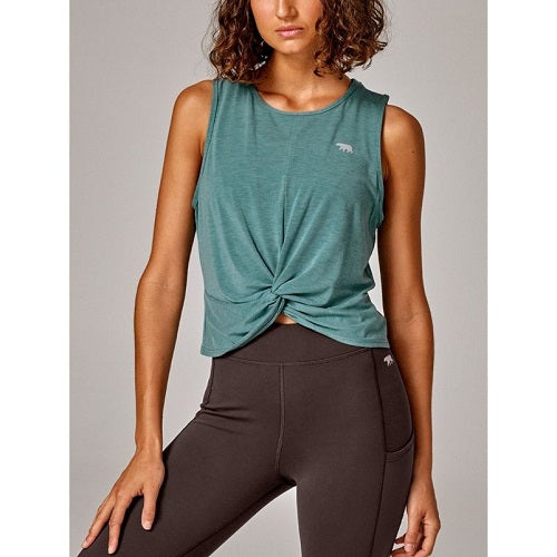 Running Bare Womens Love Me Knot Cropped Tank Spruce