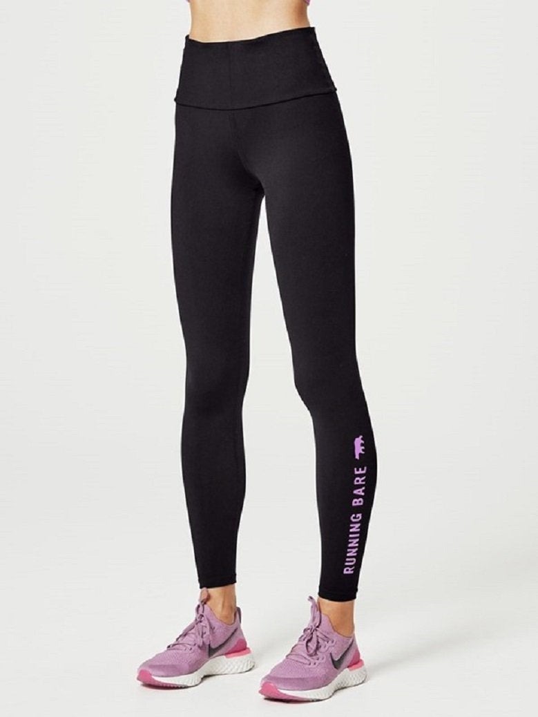 Running Bare Womens What WOTS Full Length Tight Black/Mauve