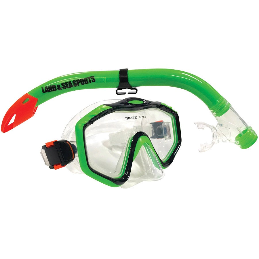 Land & Sea Seahorse Junior Platinum Mask & Snorkel Set Green