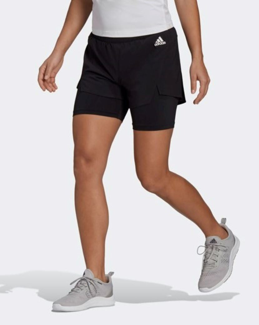 Adidas Womens Designed to Move 2 in 1 Short Black/White