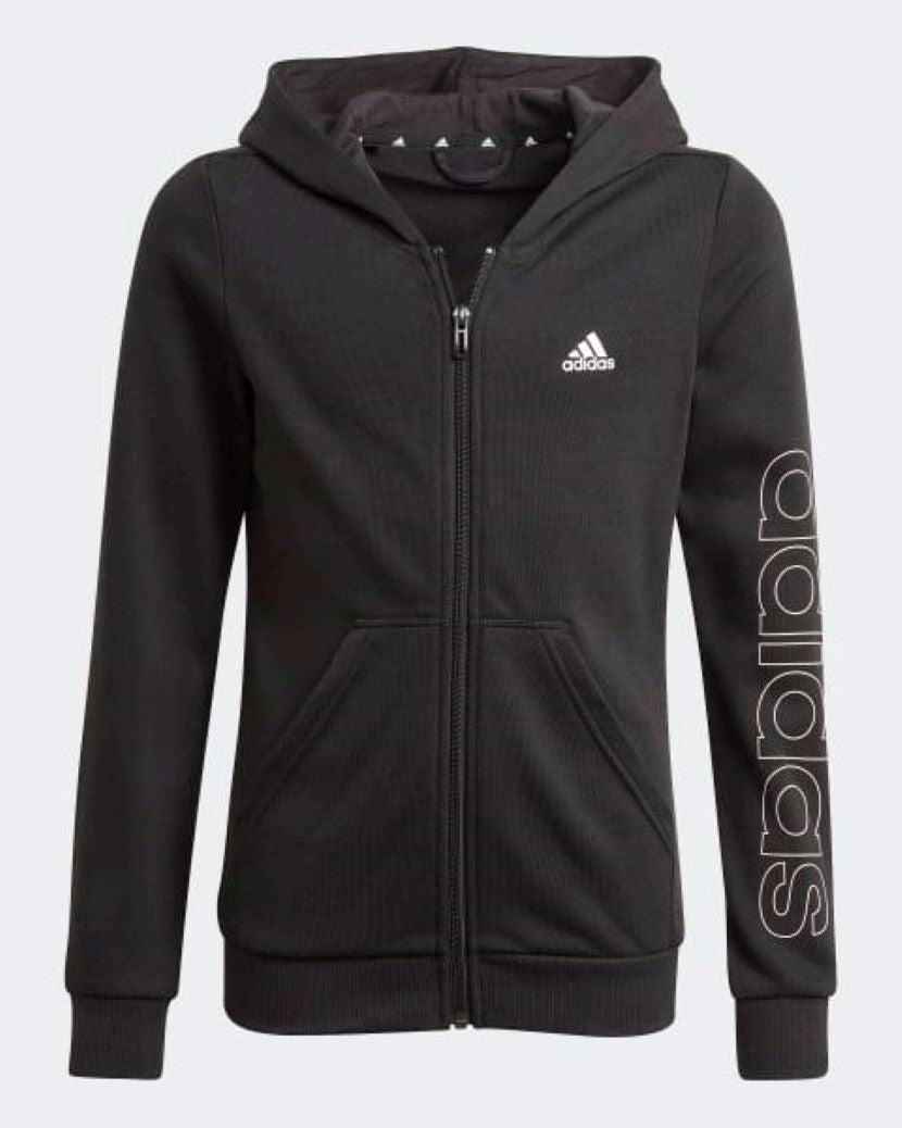 Adidas Kids Slim Fit Linear Hooded Jacket Black/White