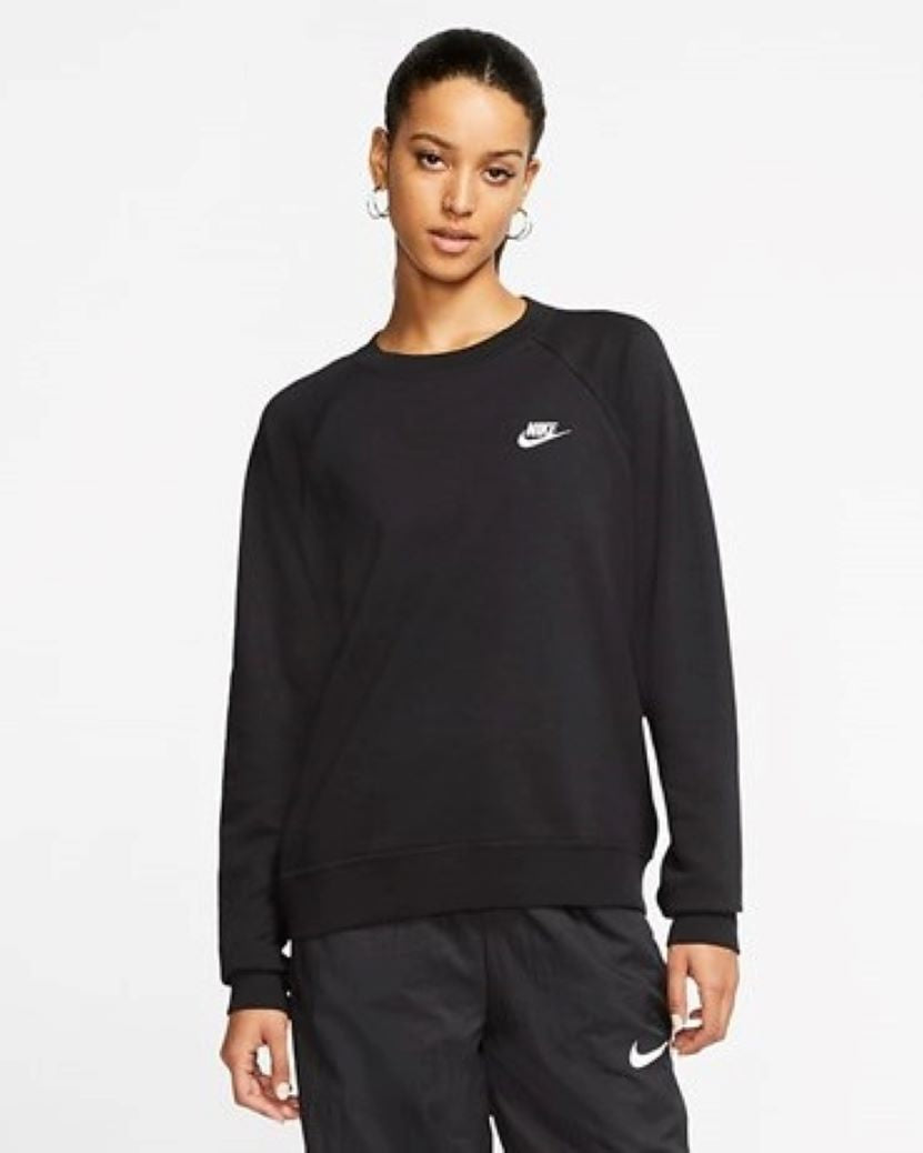 Nike Womens Essential Fleece Crew Sweat Black/White