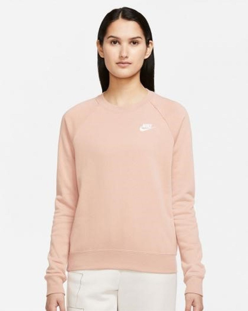 Nike Womens Essential Fleece Crew Sweat Pink Oxford/White