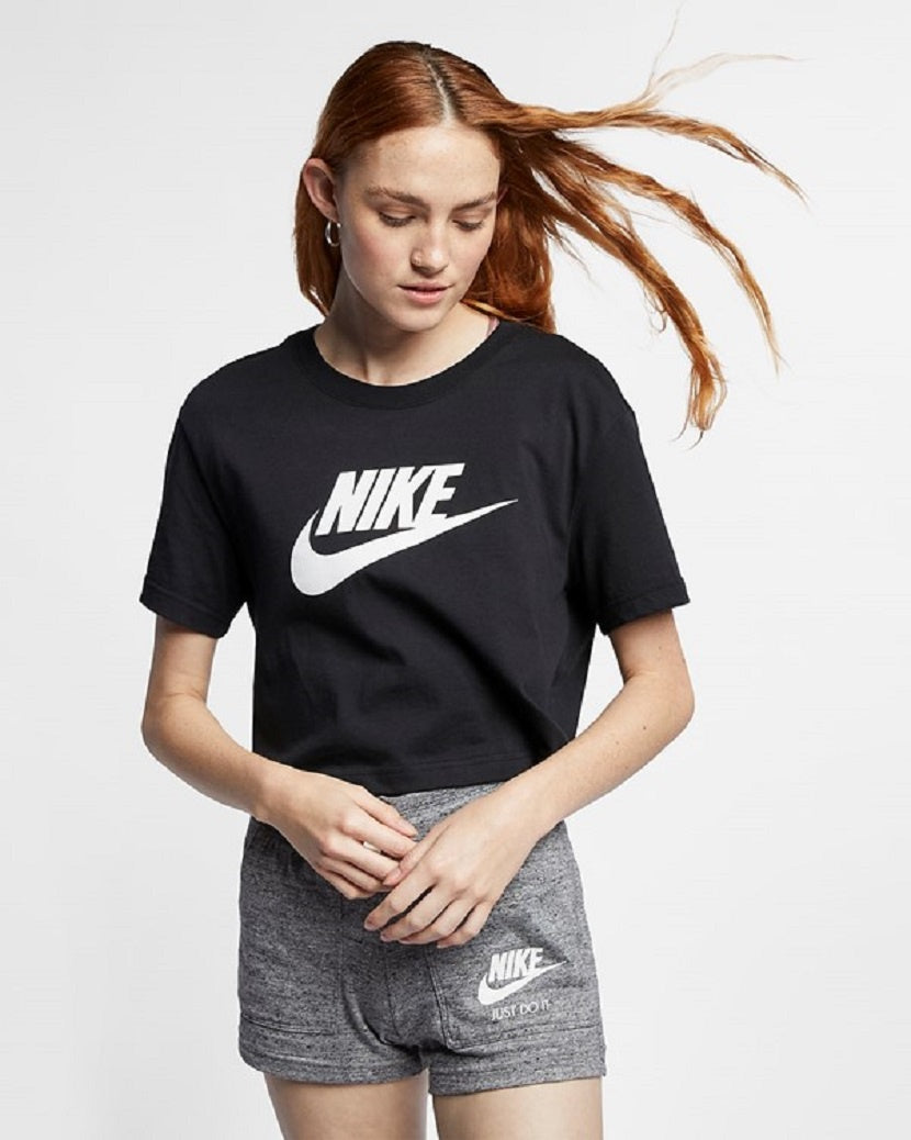 Nike Womens Icon Futura Crop Tee Black/White