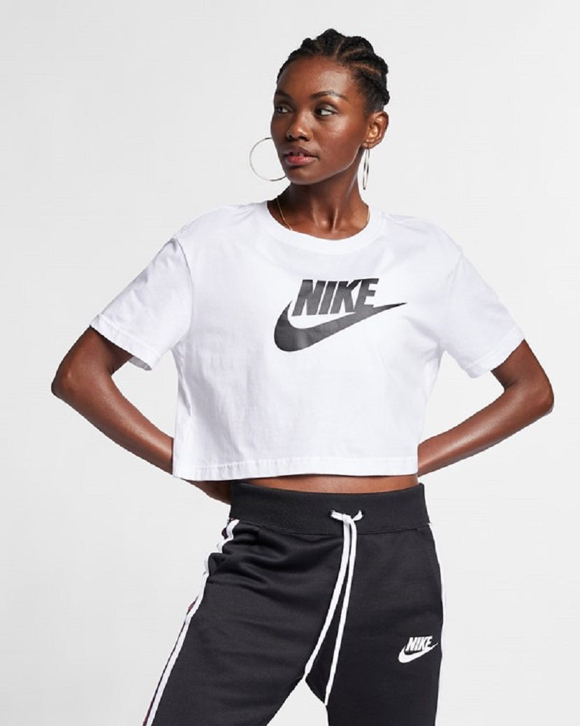 Nike Womens Icon Futura Crop Tee White/Black