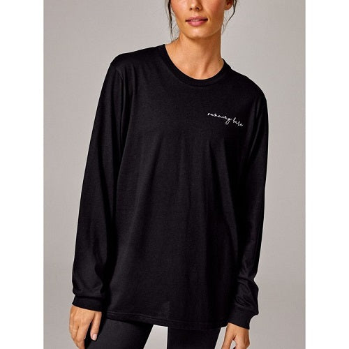Running Bare Womens Hollywood 90s Long Sleeve Top Core Black