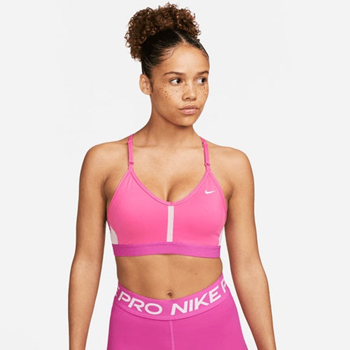 Nike Womens Dri-FIT Indy Bra Vneck Bra Pinksicle/Med Soft Pink/White