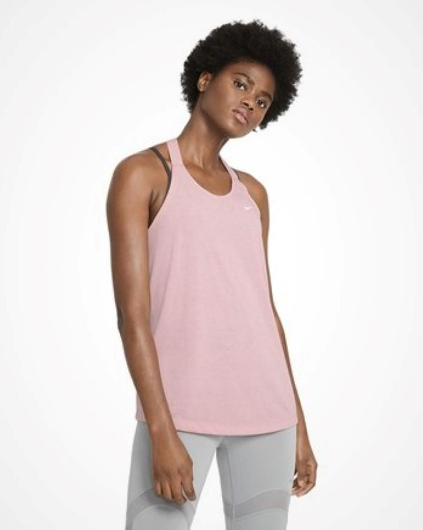 Nike Womens Dri-FIT Elastika Tank Pink Glaze Heather/White