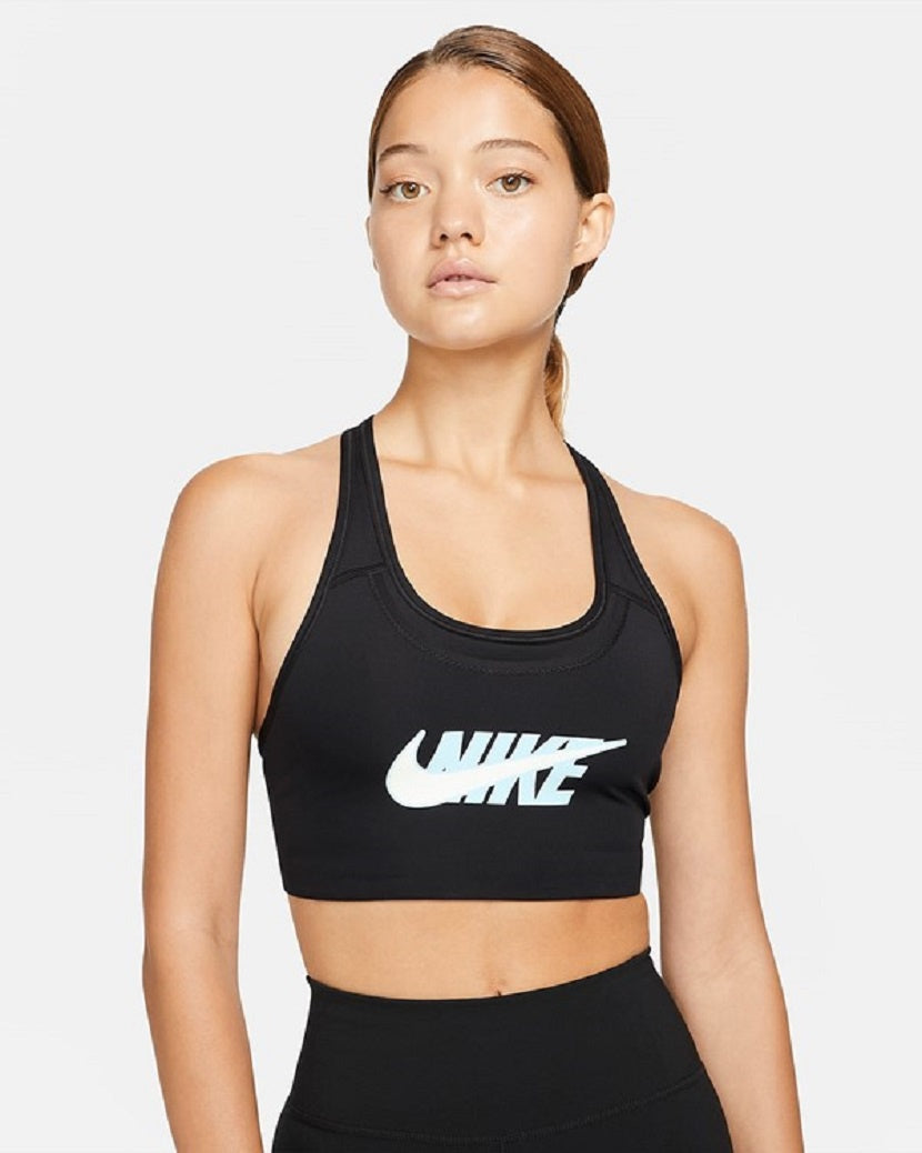 Nike Womens Dri-FIT Swoosh Icon Clash Bra Black/Dark Smoke Grey