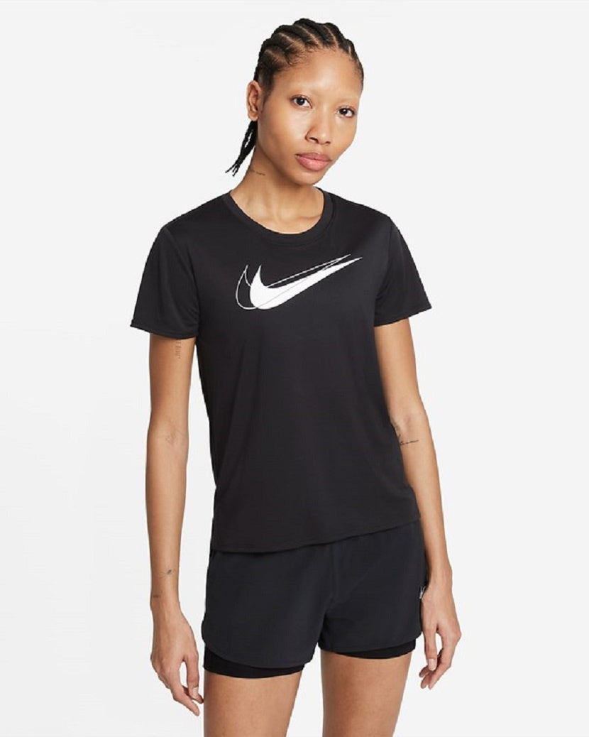Nike Womens Swoosh Outline Run Tee Black/White