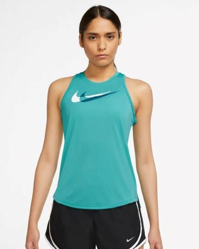 Nike Womens Dri-FIT Swoosh Run Tank Washed Teal/White