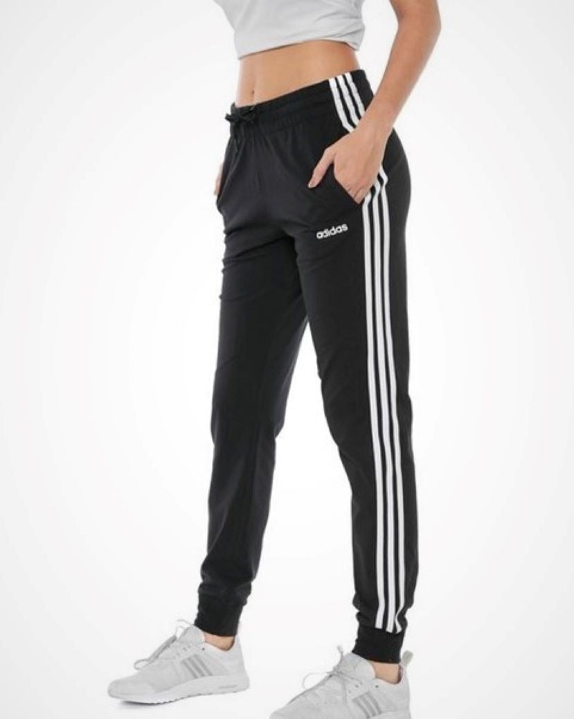 Adidas Womens 3 Stripes Single Jersey Pant Black/White