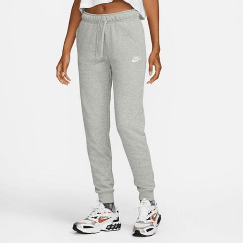 Nike Womens Club Fleece Mid Rise Pants Dark Grey Heather/White