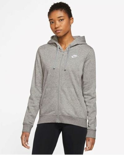 Nike Womens Club Fleece Hooded Jacket Medium Grey Heather