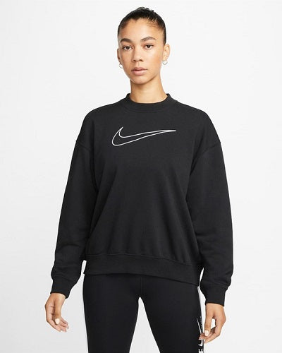 Nike Womens Dri-Fit Get Fit French Terry Crew Sweat Black/White