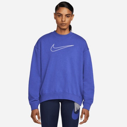 Nike Womens Dri-Fit Get Fit French Terry Crew Sweat Lapis/White