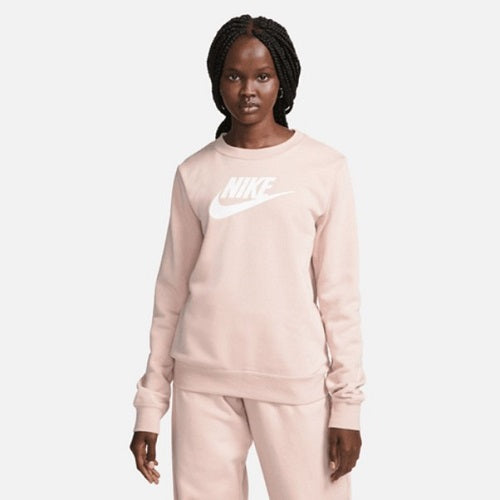 Nike Womens Club Fleece Crew Sweat Pink Oxford/White