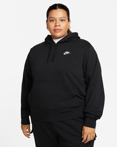 Nike Womens Club Fleece Hoodie Plus Size Black/White