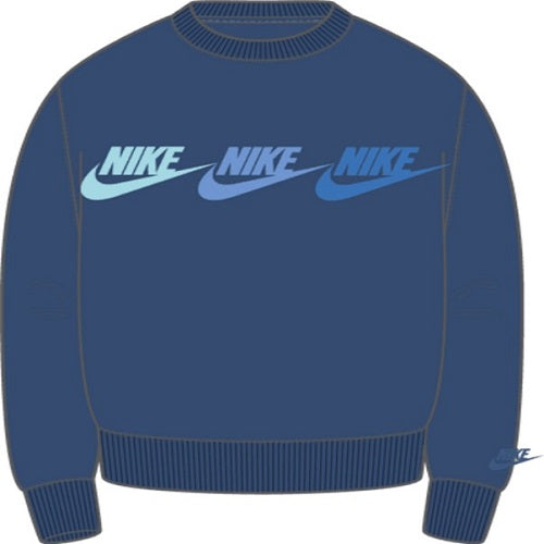 Nike Mens Crew Brush Back Fleece Sweat Court Blue/Photo Blue