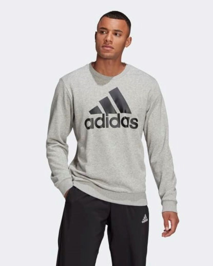 Adidas Mens Big Logo French Terry Sweat Medium Grey Heather/Black
