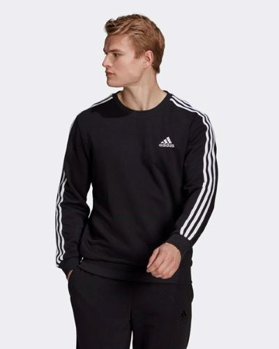 Adidas Mens 3 Stripes French Terry Sweat Black/White