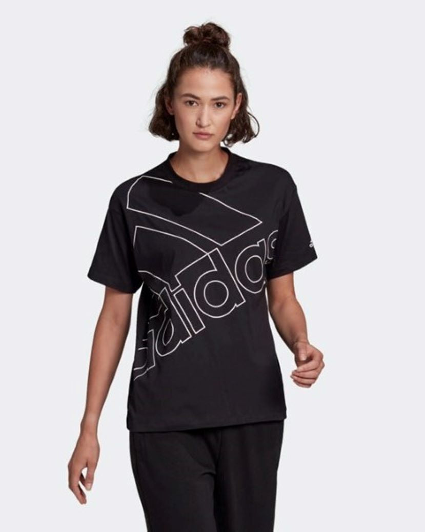 Adidas Womens Giant Logo Tee Black/White
