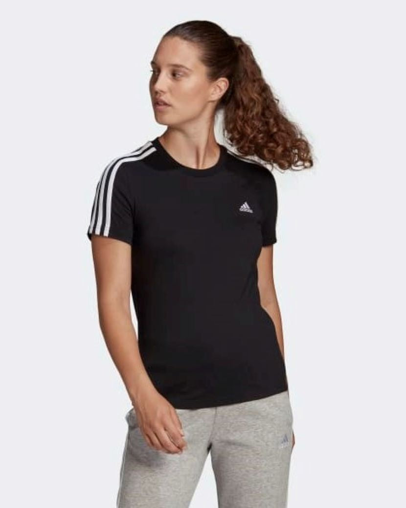 Adidas Womens Lounge 3-Stripes Slim Tee Black/White