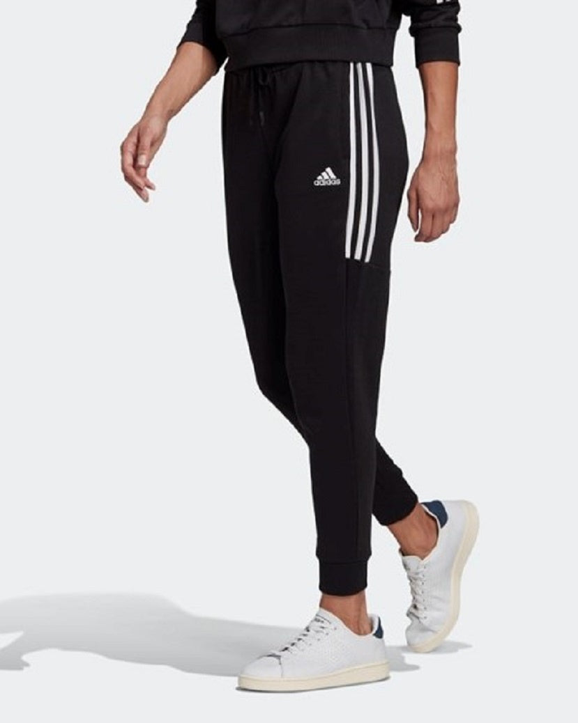 Adidas Womens French Terry Cut 3 Stripes Cuff Pant Black/White