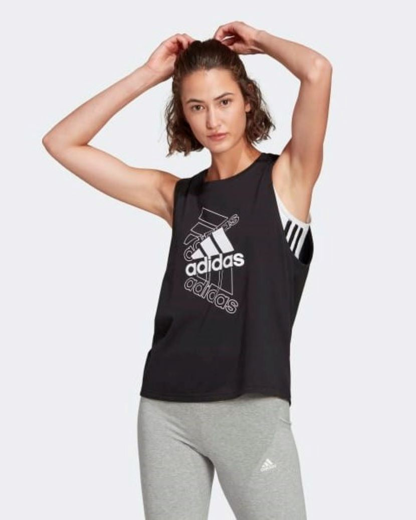 Adidas Womens Stacked Logo Tank Black/White