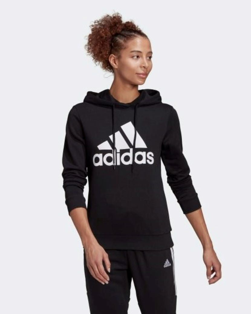 Adidas Womens Big Logo French Terry Hoodie Black/White