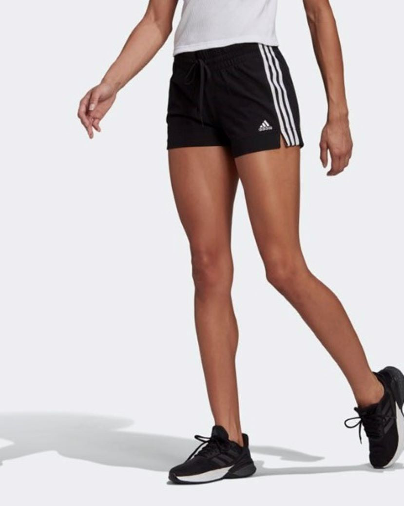 Adidas Womens Slim Single Jersey 3 Stripes Short Black/White