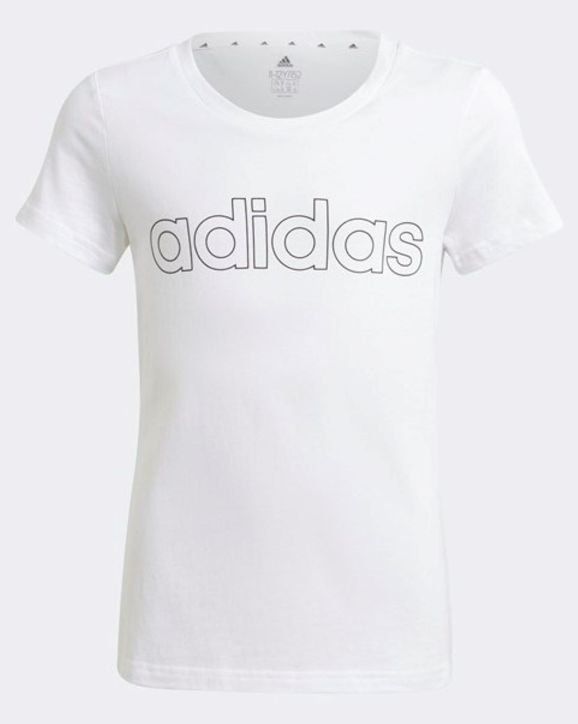 Adidas Kids Girls Linear Tee White/Black