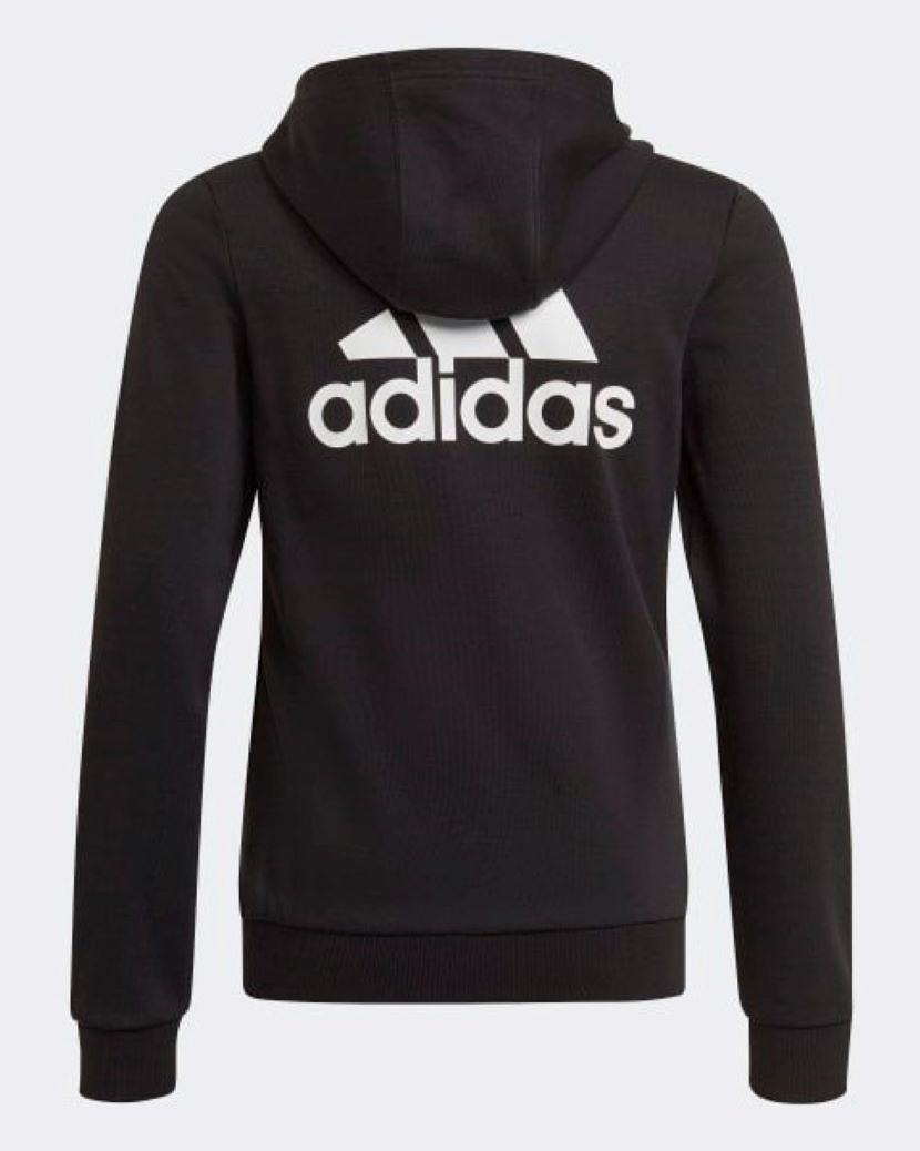 Adidas Kids Girls Big Logo Hooded Jacket Black/White back