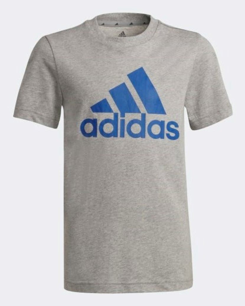 Adidas Kids Big Logo Tee Medium Grey/Bold Blue