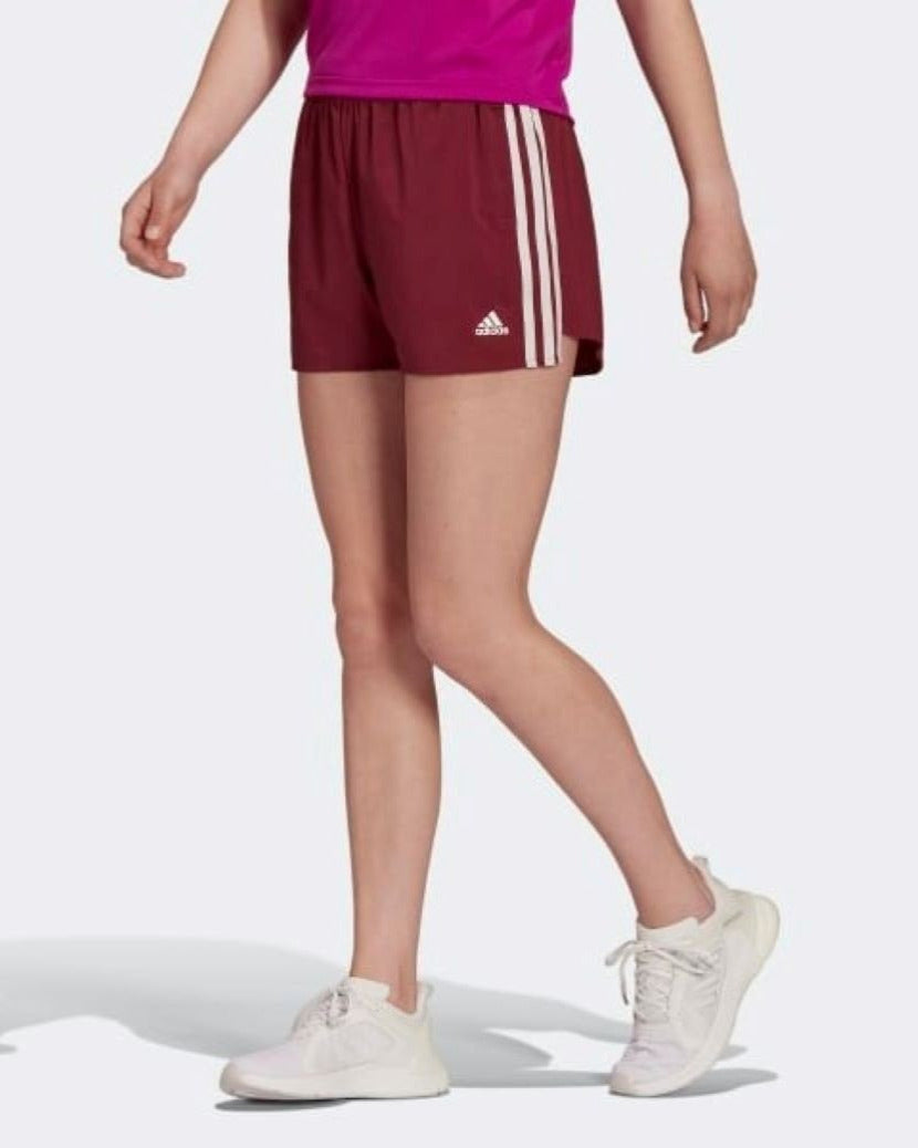 Adidas Womens Designed to Move 3 Stripes Woven Short Crimson/White