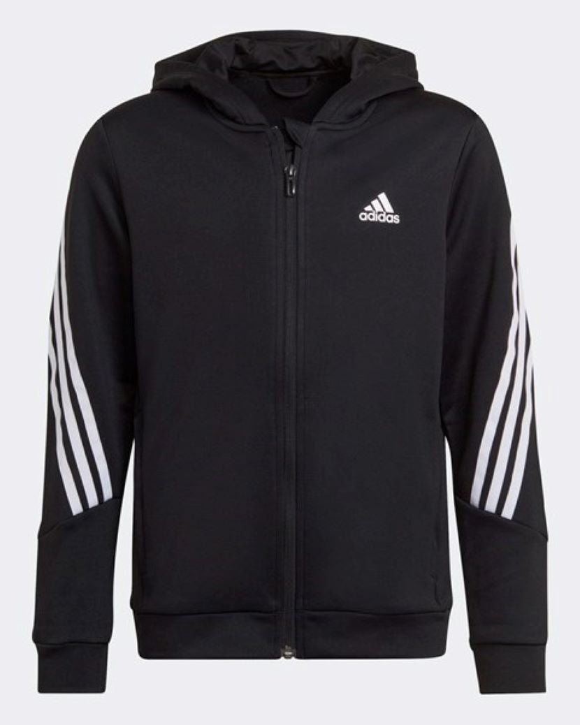 Adidas Kids Aero 3 Stripes Hooded Jacket Black/White