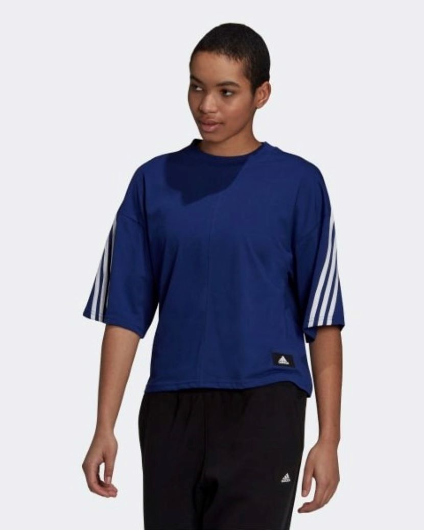 Adidas Womens Future Icons 3 Stripes Tee Victory Blue/White