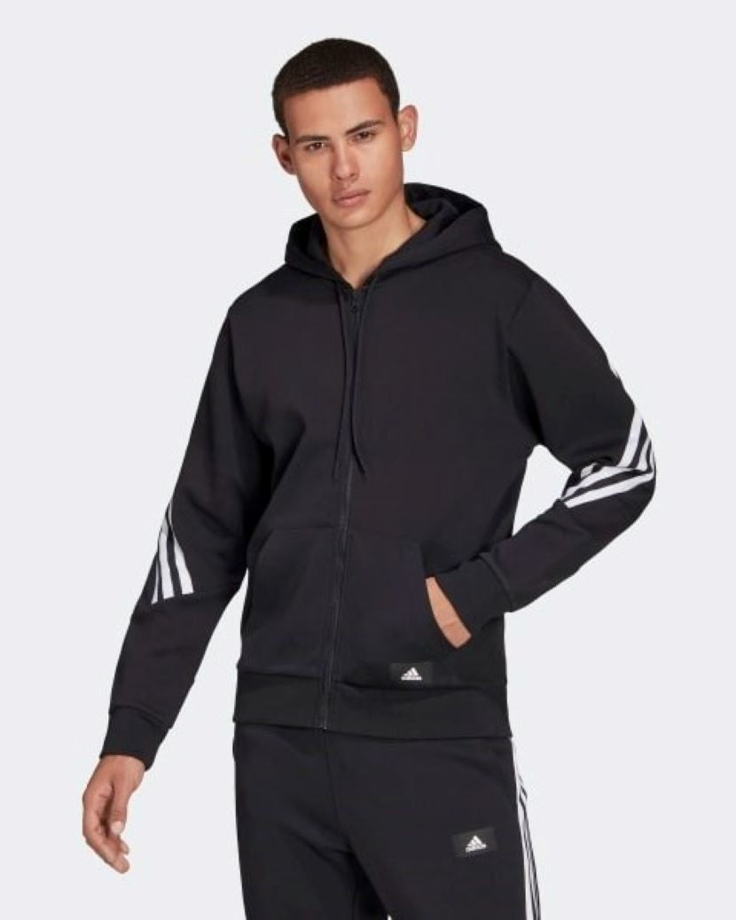 Adidas Mens Future Icons 3 Stripes FZ Hooded Jacket Black/White