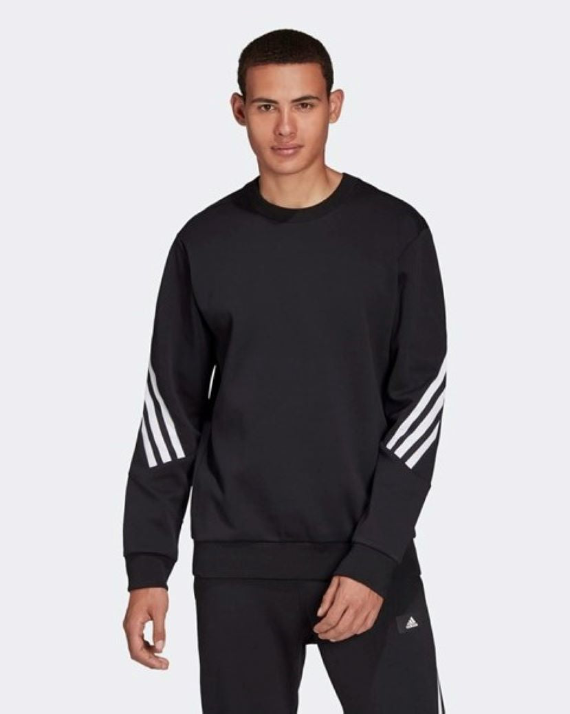 Adidas Mens Future Icons 3 Stripes Crew Sweat Black/White